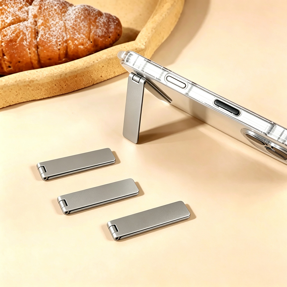 Travel Accessories Ideas - 金属製電話キックスタンド超薄型目に見えない携帯電話ホルダーユニバーサル折りたたみ式自己粘着電話スタンドブラケット Apple iPhone用