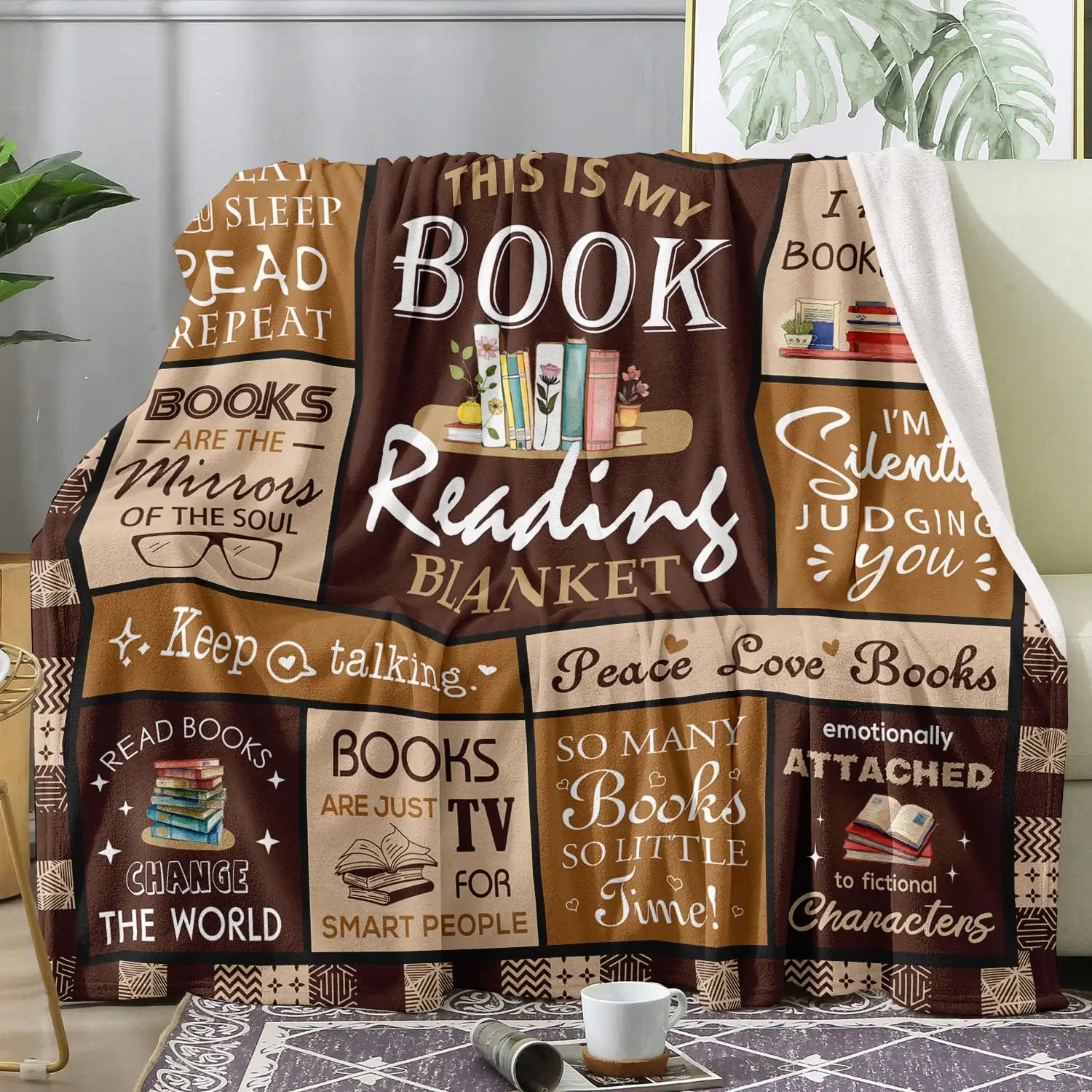 Travel Accessories Ideas - 読書好きへのギフトに最適なブランケット。読書好きのための最高の贈り物、読書関連グッズ、本好きのための文芸的なプレゼントのアイデア、読書用ブランケット。