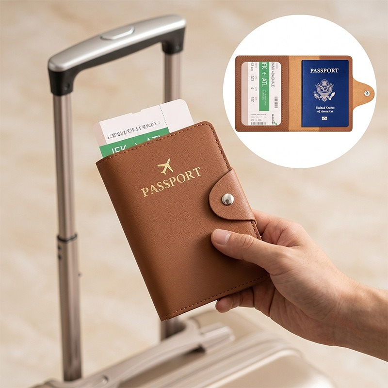 ファッション性の高いビジネス用PUレザー製パスポートケース。 - Travel Accessories Wallet のレビューと価格