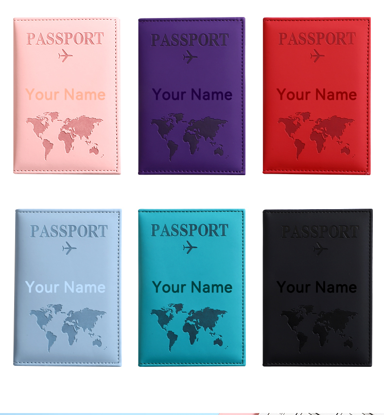 名前入りカスタムパスポートカバー、PUレザー製パスポートホル - Travel Accessories Wallet のレビューと価格