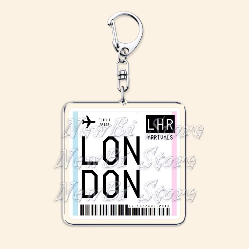 旅行用航空券、搭乗券、キーホルダー。ロンドン、パリ、東京、ニ - Travel Accessories Jewelry のレビューと価格